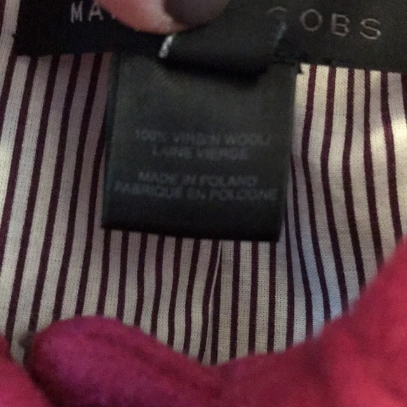 Marc Jacobs Sz 4 jacket raspberry magenta wool button snaps striped sleeves - Picture 3 of 14